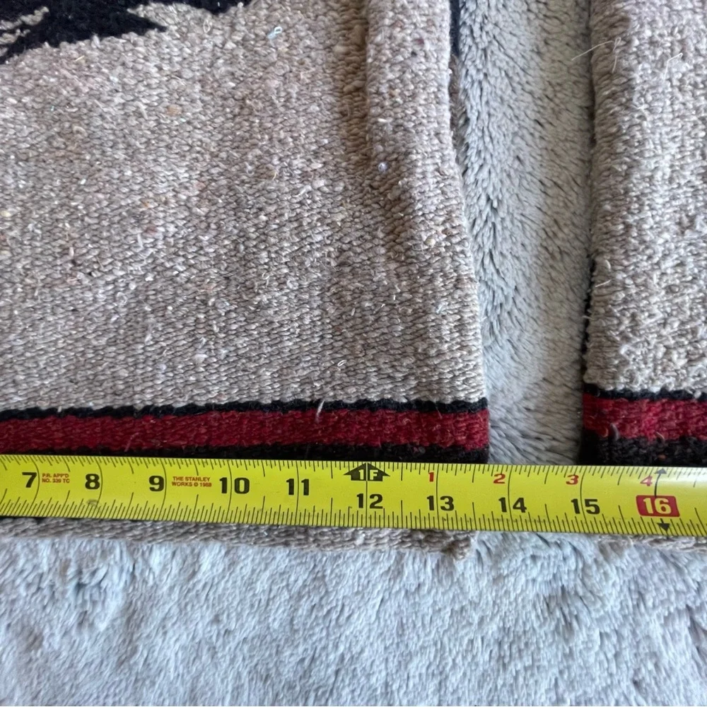 Handwoven Cream Southwestern Accent Rugs with Black and Red Stripe Set Of 2
